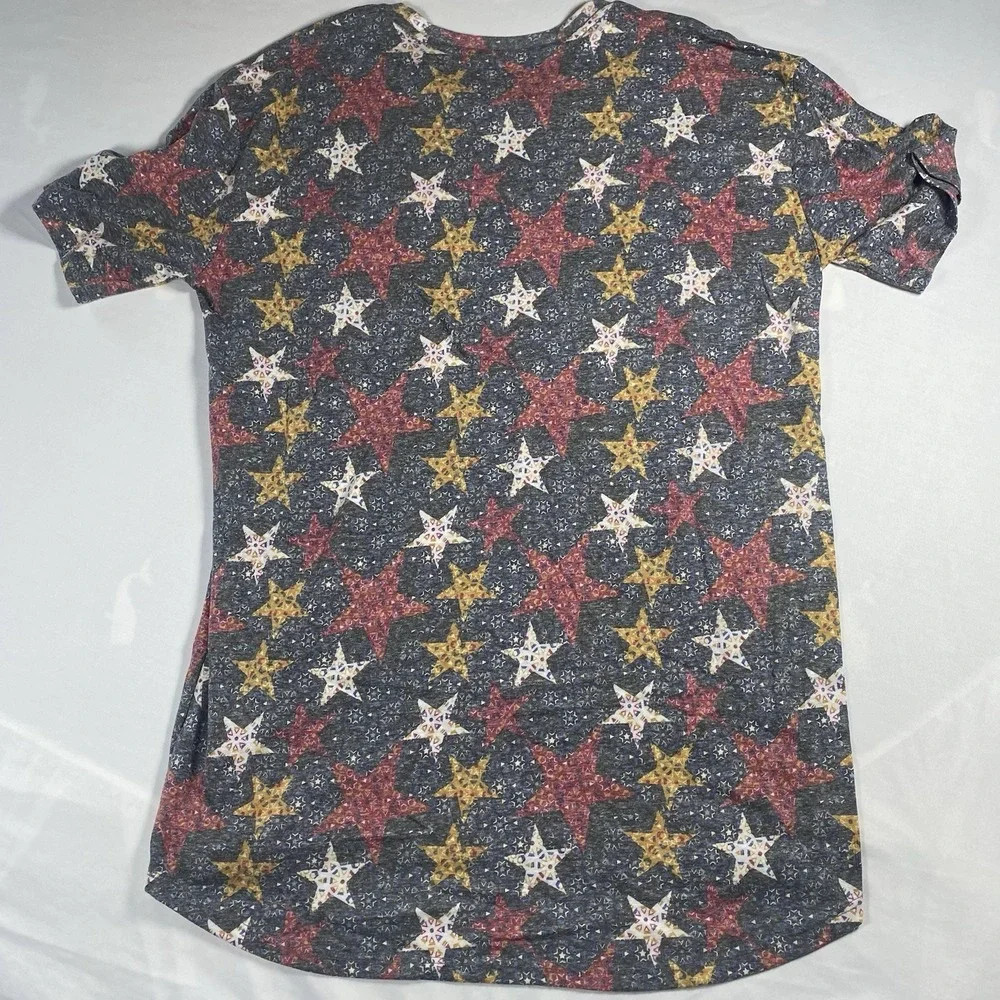 Lularoe Tunic T Shirt Women's Large W/Stars Short Sleeve Scoop Stretch Top Knit - Picture 3 of 5